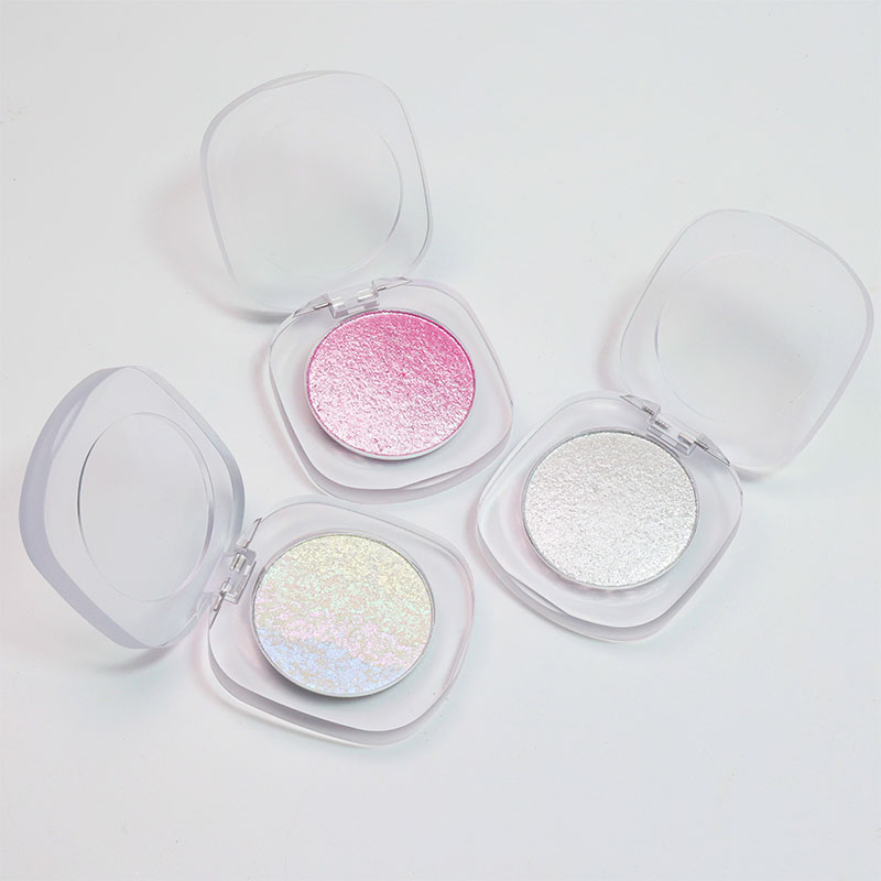 Pink Highlighter Customized Vegan Shimmer Pressed Powder Clear Highlighter Palette