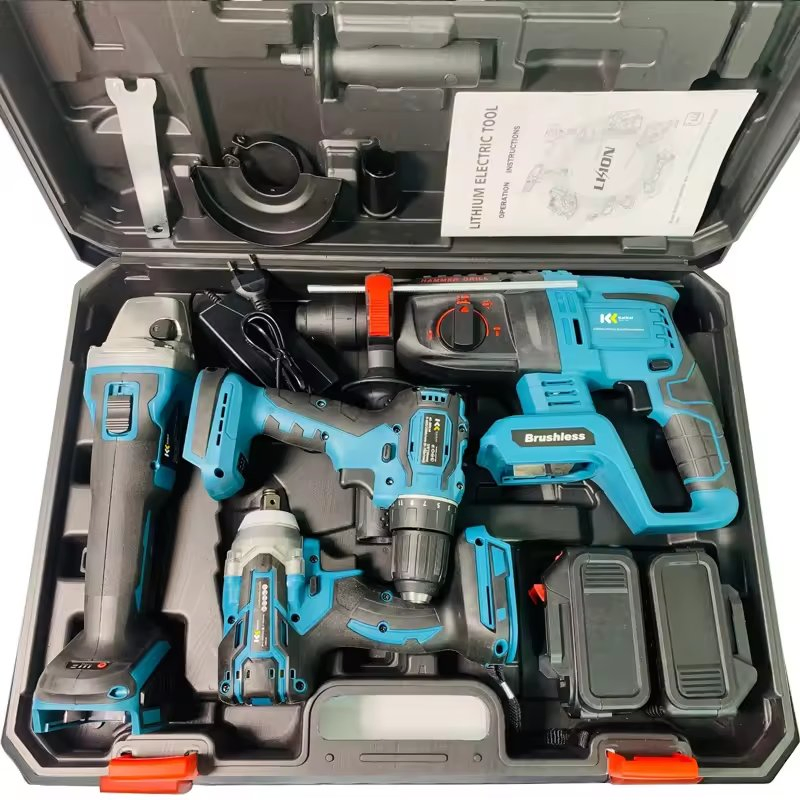 Battery Power Tool Set with Cordless Tools and Lithium Battery Combo