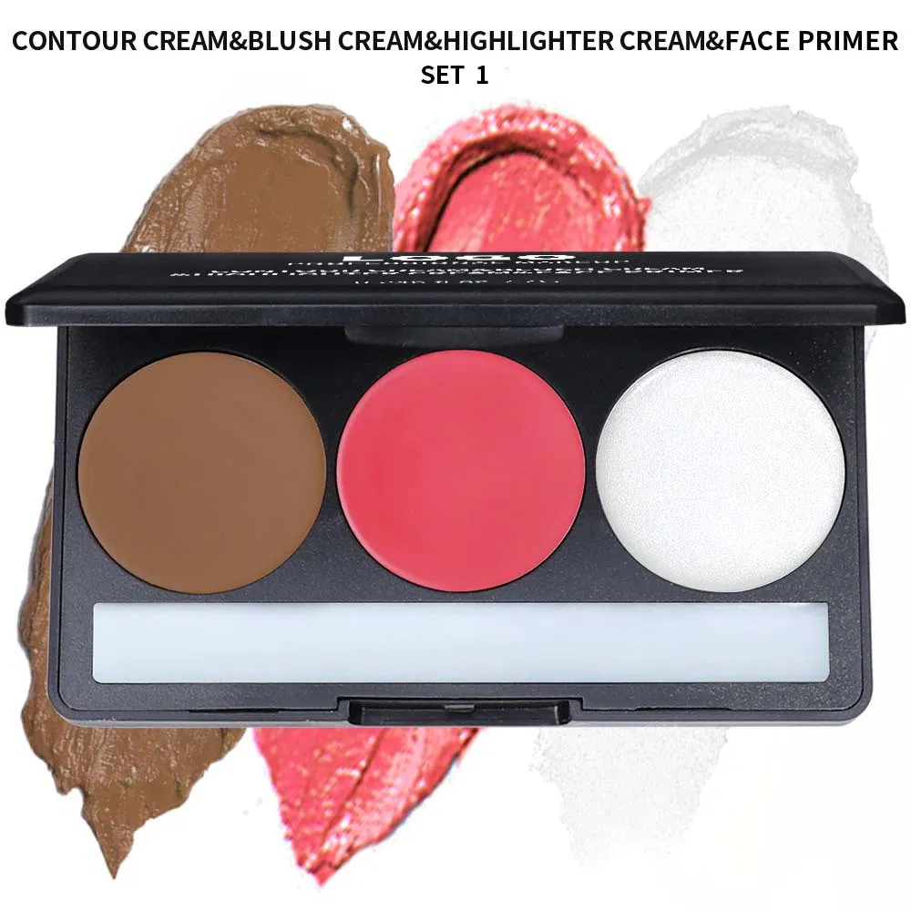 High-Pigment Mineral-Based Private Label Cream Waterproof Long-Lasting Highlighter Contouring Blush 3-in-1 Palette