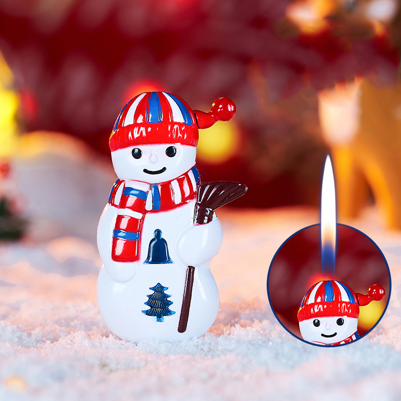 Mini Exquisite Cartoon Snowman Santa Claus Metal Lighter Christmas Gift
