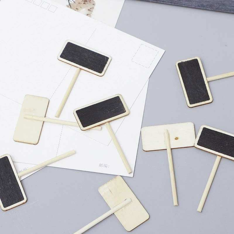 10PCS Outdoor Gardening Label Decoration Wooden Crafts Mini Blackboard Clip