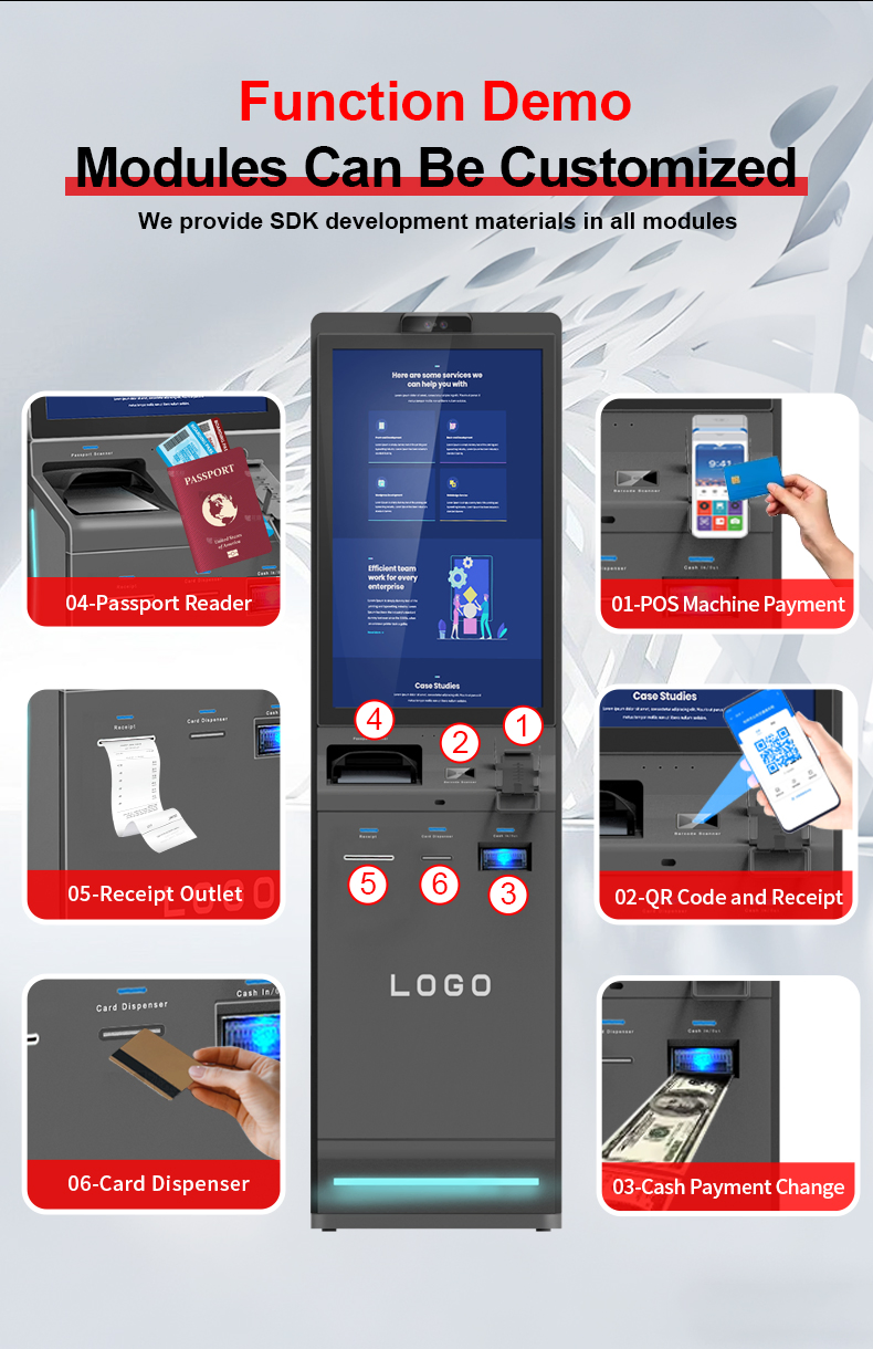 15+Manufacturer OEM/ODM 21.5inch Cash Self Service Kiosk Cash Dispenser Kiosk