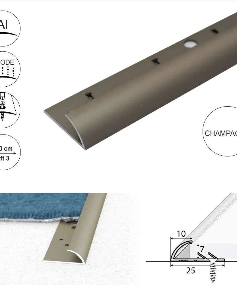 10mm Anodised Aluminium Single Edge Carpet Profile