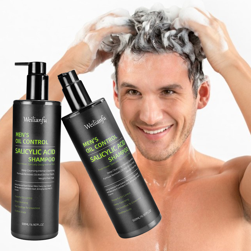Men's Salicylic Acid Oily Hair Control, Refreshing Scalp Cleanser Hair Shampoo and Conditioner Volume-Boosting Formula for Light and Bouncy Hair Care