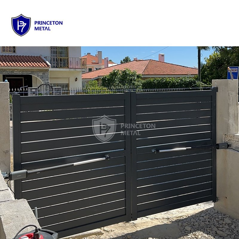 Modern Style Black Front Door Aluminum Slat Walkway Gate for Garden Yard Home