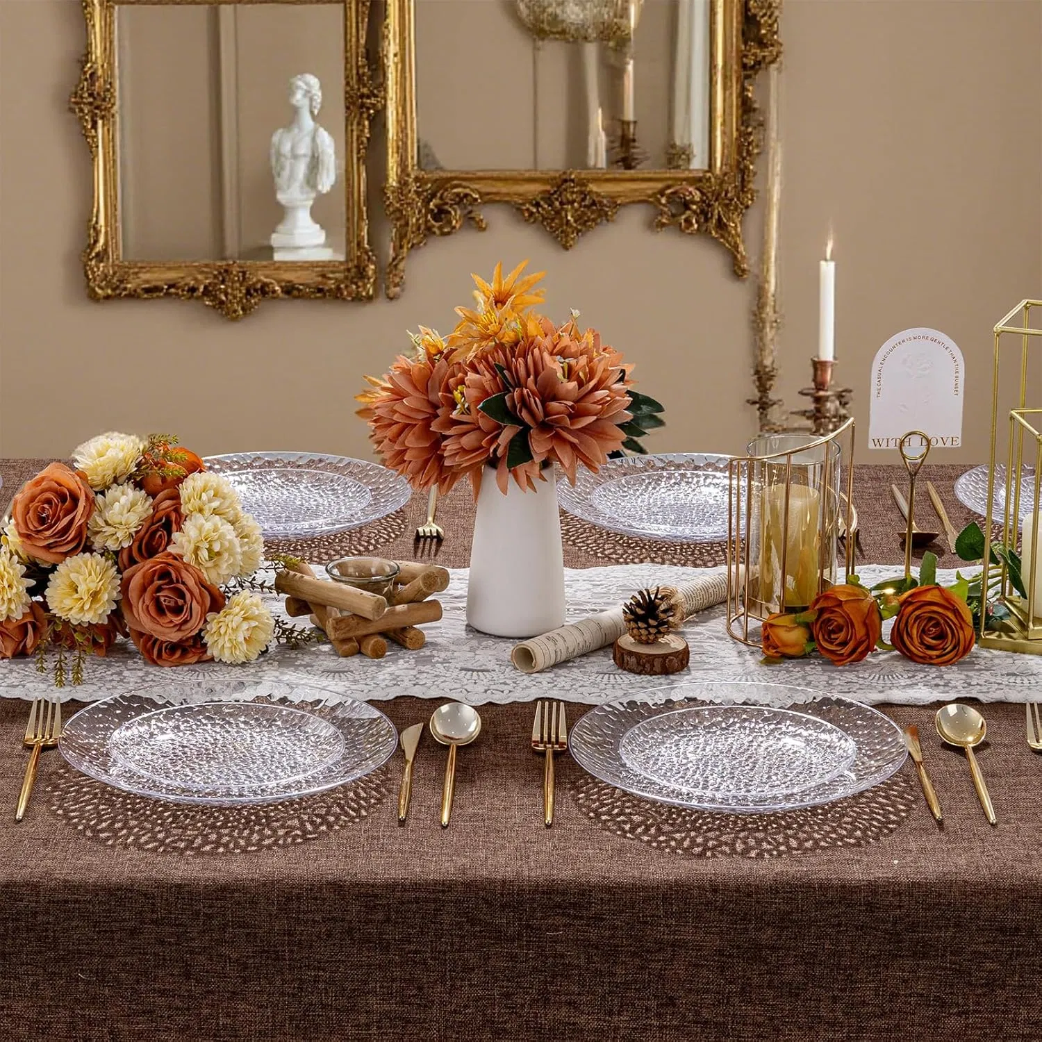 Clear Plastic Plates Hammered Disposable Party Plates Dinner Plate