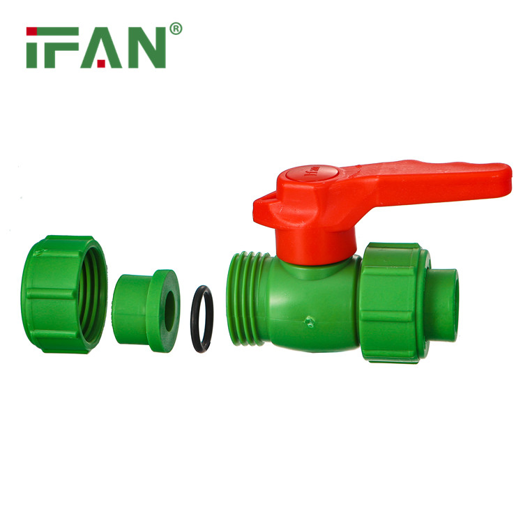 Ifan Factory Direct DIN 8077/8078 Plumbing Material 20-63mm Double Uinon Ball Valve PPR Pipe Fitting