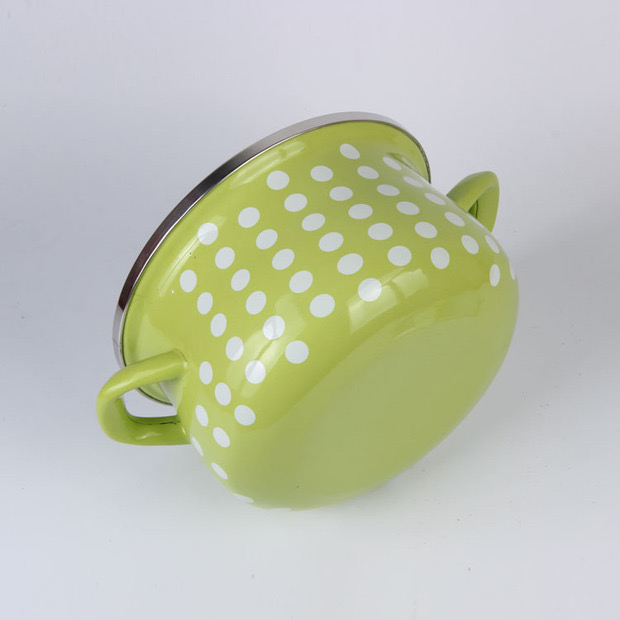 Multi-Size Turkish Style Casserole Pot Stockpot Green Floral Enamel Pot with Double Ears