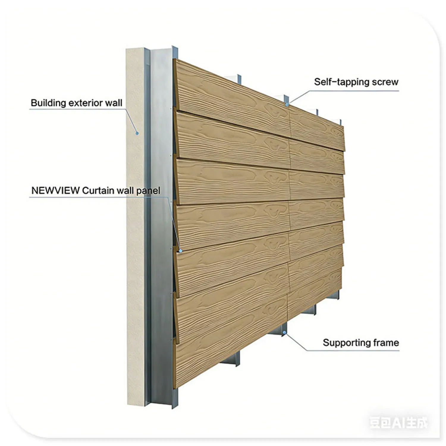 Quality Assured UV Resistant Overlapping Screw-Fix Curtain Wall