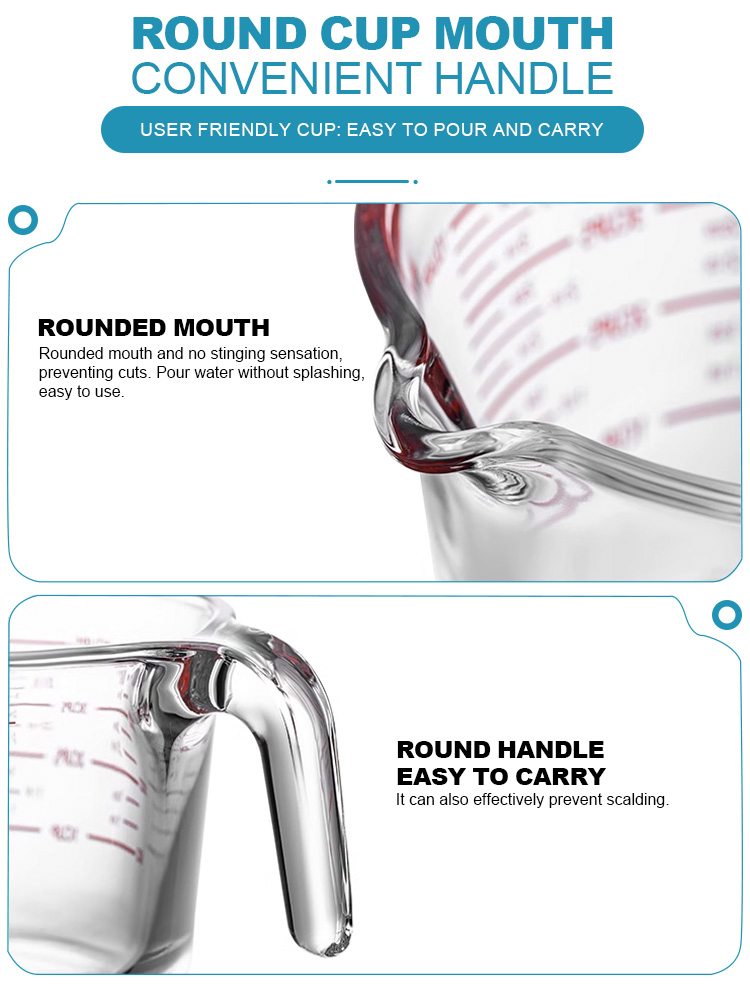 Premium Heat Resistant Glass Measuring Cup 250ml/500ml/1L, Measuring Cup Set, Measuring Jug for Baking & Cooking with Multifunctional Lids - Kitchen Essentials