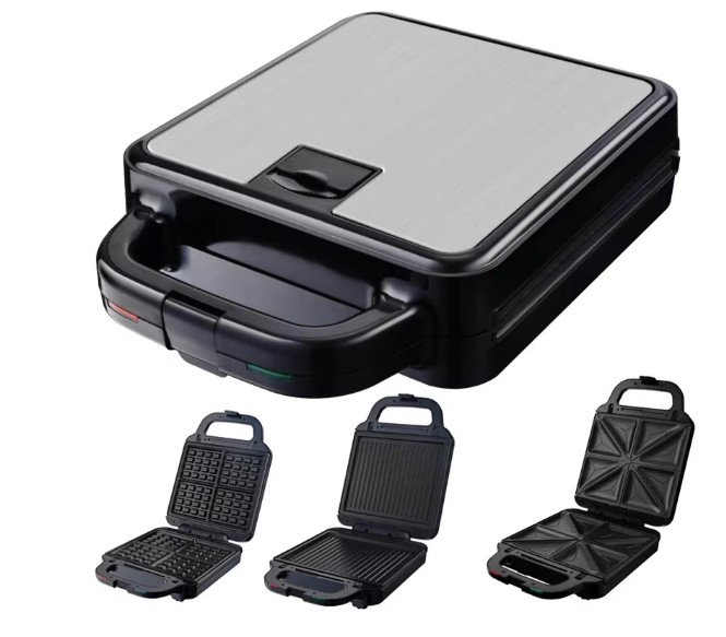 4-Slice Non-Stick Iron 1400W Square Sandwich Waffle Maker with Indicator Lights