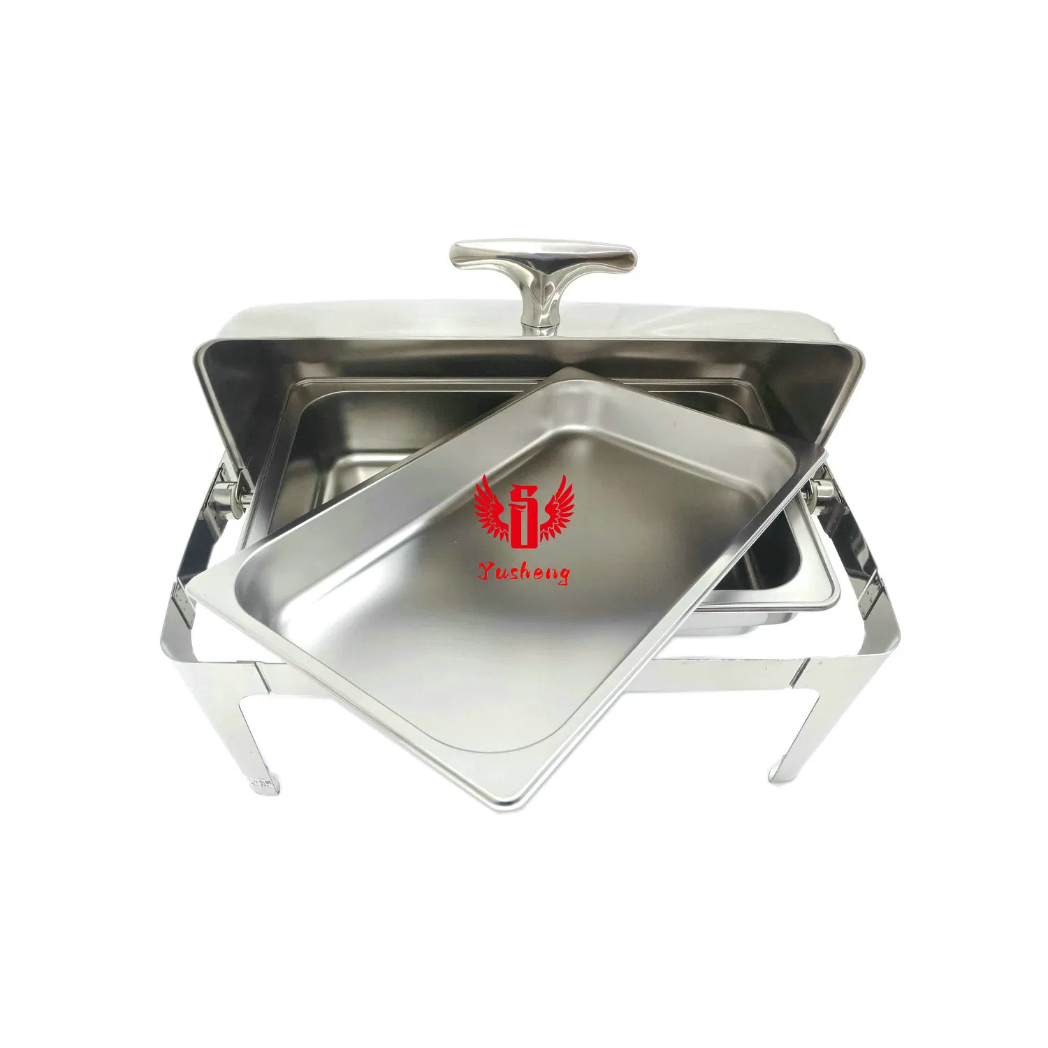 201 Unvisible Lid Rectangular Silver Stainless Steel Buffet Chafing Dish Factory Offer