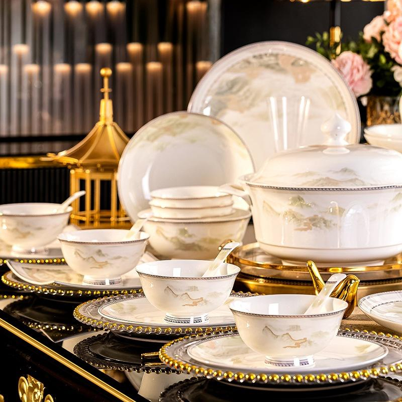 Exquisite Ceramic Tableware Sets with Luxury Porcelain Dinner Plates
