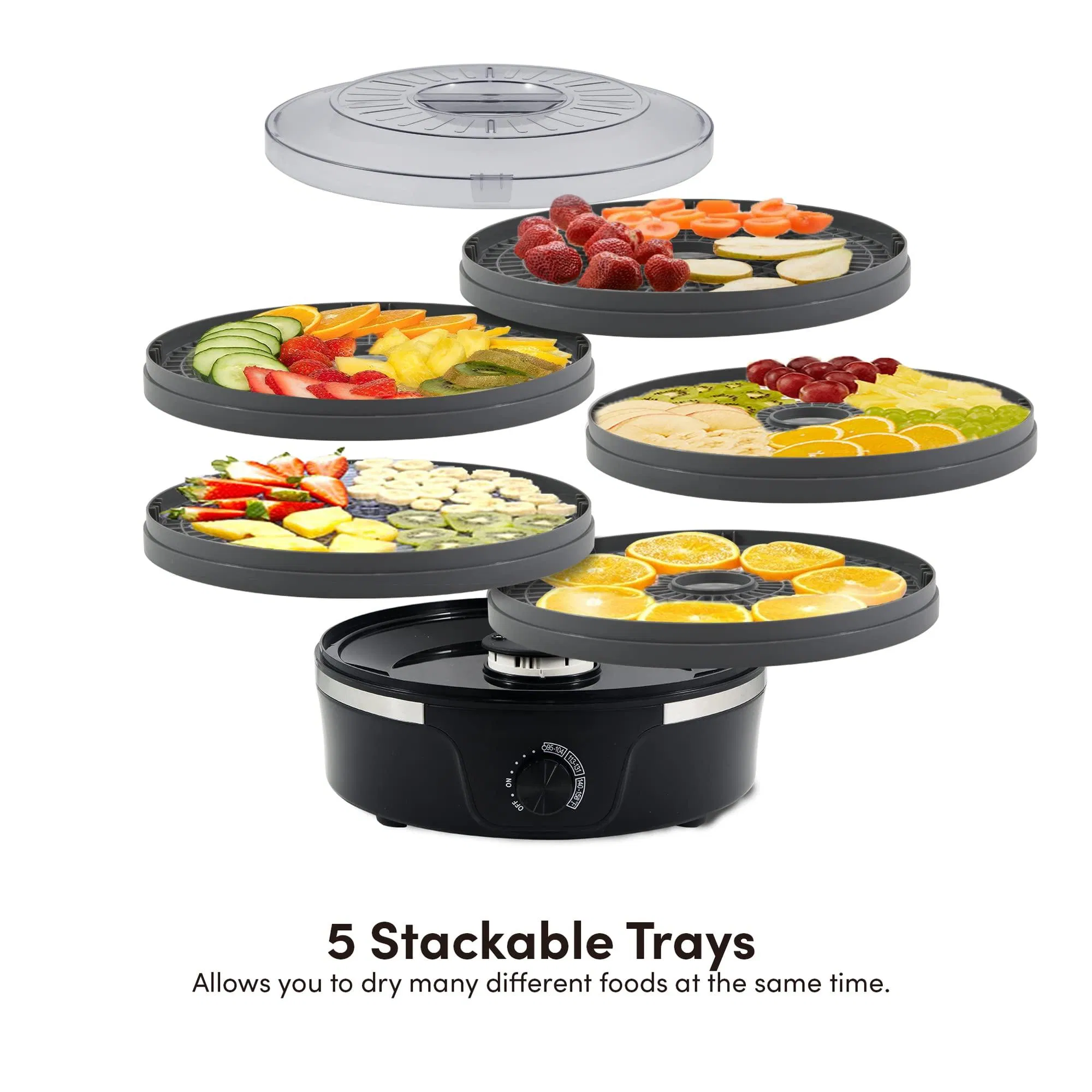 Veggies Fruit Herbs Jerky Adjustable Temperature Controls BPA-Free Trays Adjustable Food Dehydrator