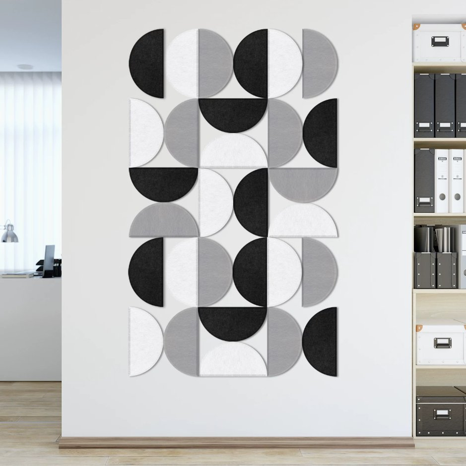 Custom Semi Circle Shape Self-Adhesive Sound Absorbing Polyester Acoustic Panel Decorative Pet Felt Panel
