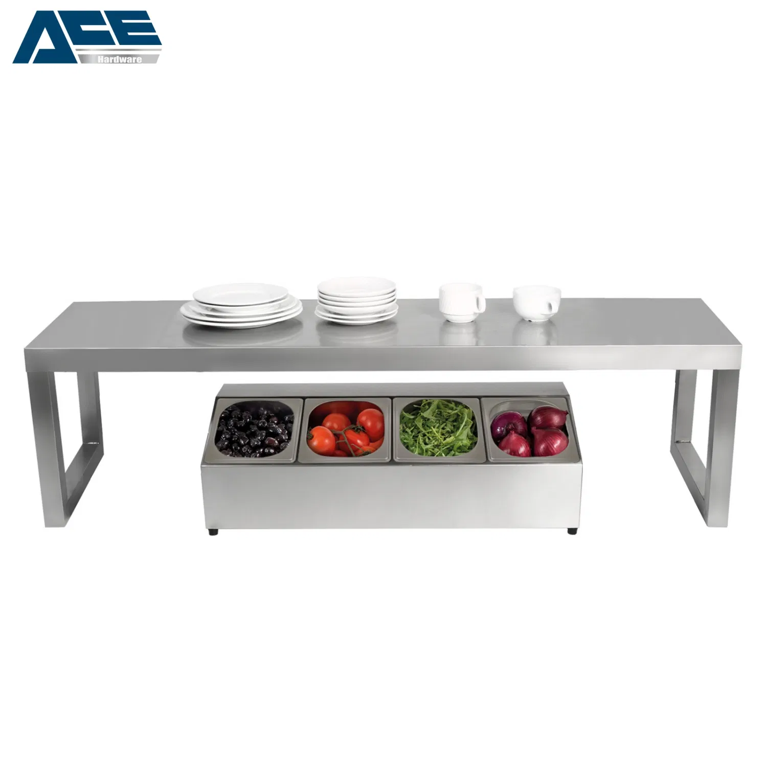 Commercial Kitchen Countertop Organizer Stainless Steel Spice Rack and Worktable Top