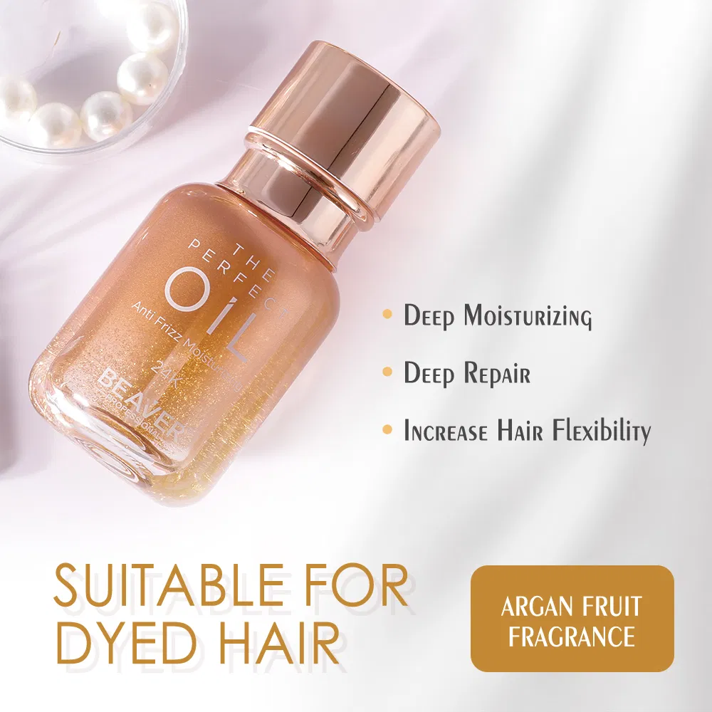 Beaver Private Label 24K Hair Treatment Essential Argan Oil Hair Serum Oil