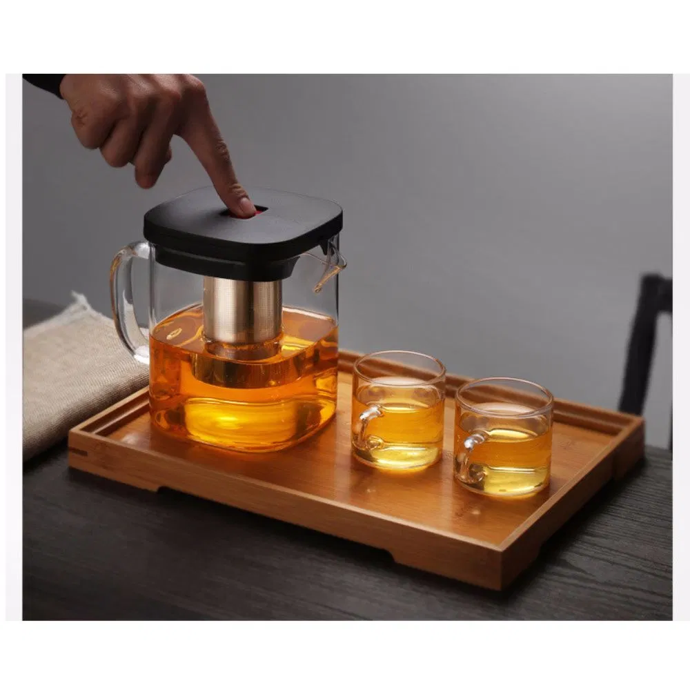 Heat Resistant Square Glass Teapot with Tea Infuser Puer Wbb27310