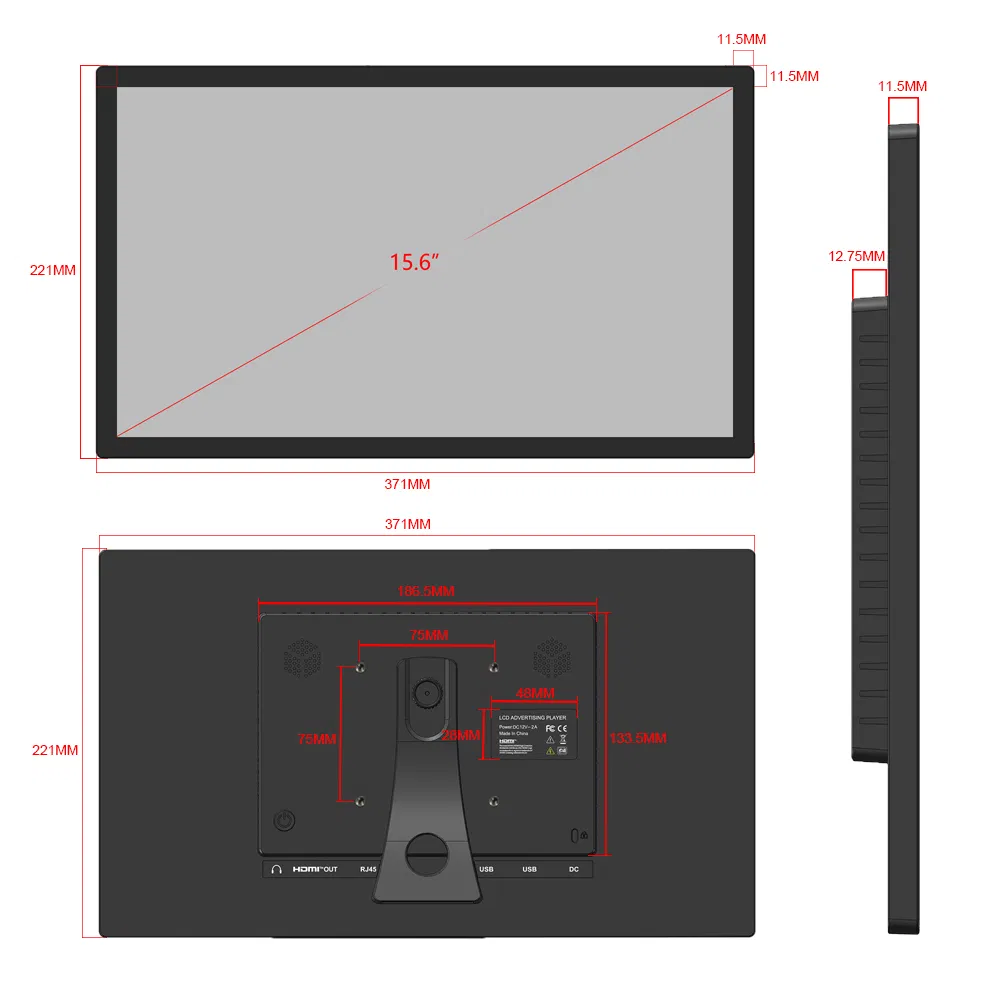 Digital Signage Android 15 Inch Media Player Android LCD Touch Monitor Advertising Screen Cms Digital Signage Tablet