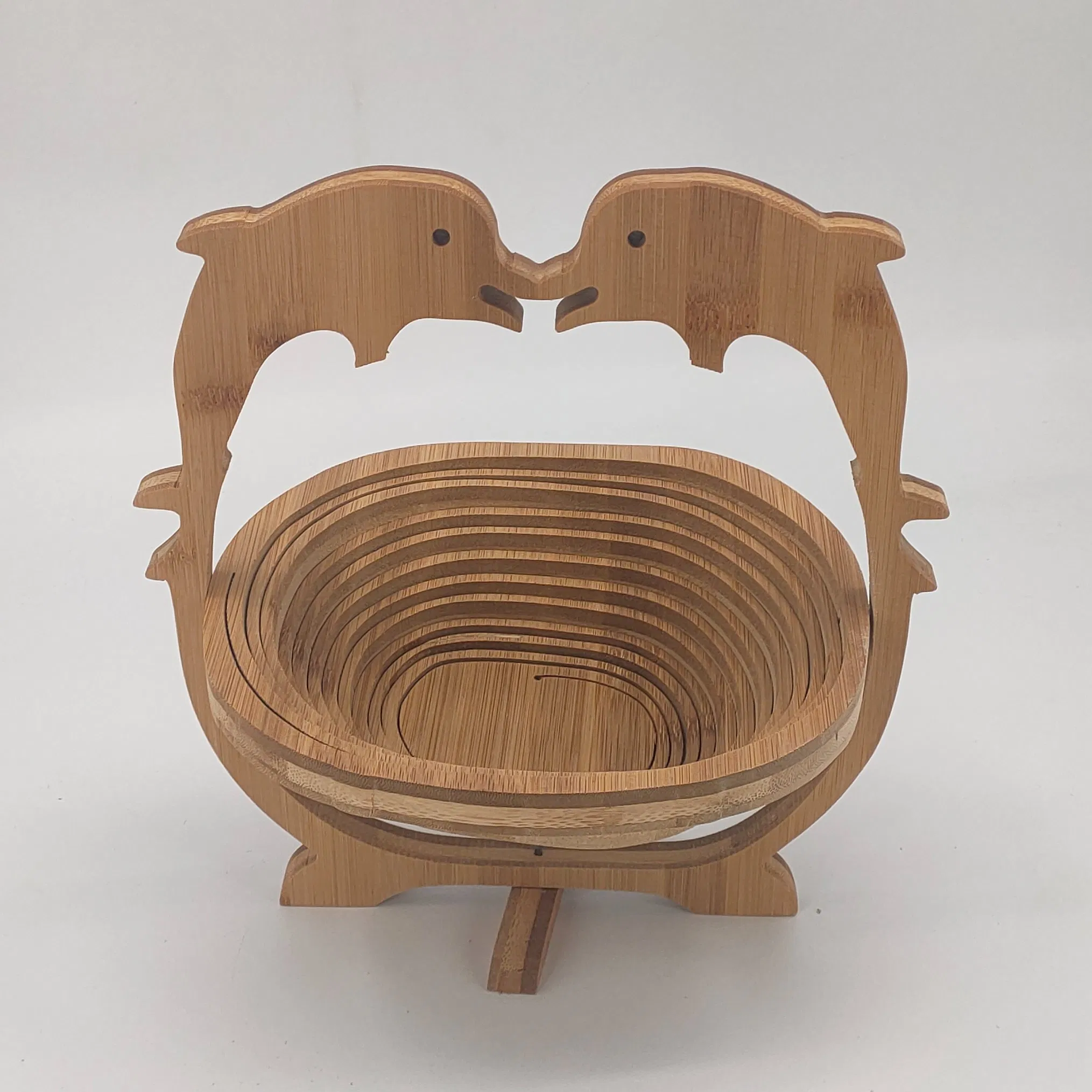 Creative Dolphin Shaped Bamboo Fruit Bowl Holder Basket