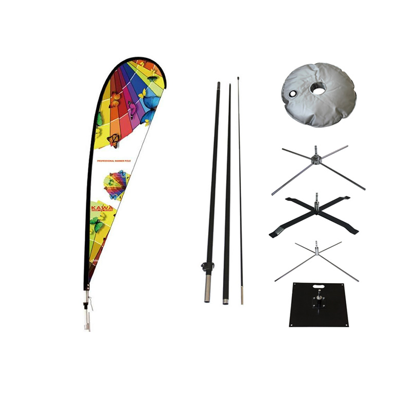 Fast Deliver Customizable Advertising Beach Flags with Full Fiberglass Flag Pole Ground Spike and Cross Stand