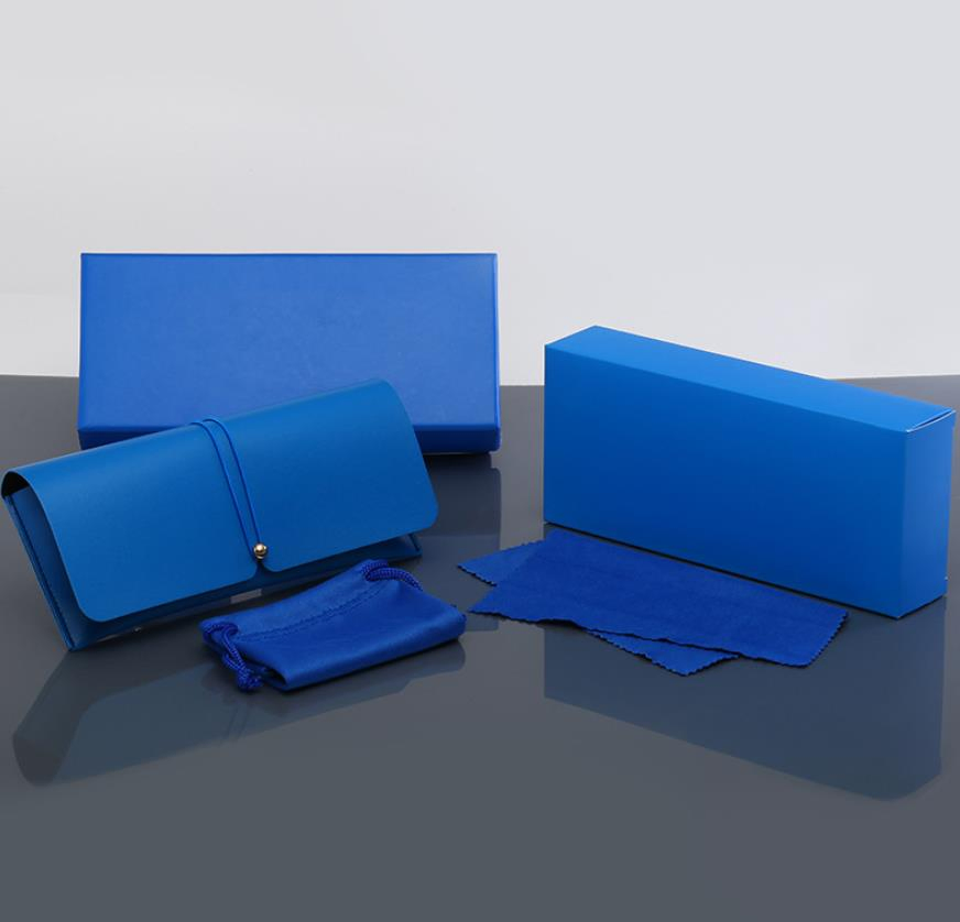 Custom Eyeglasses Bag Accessories Logo Print PU Leather Sunglasses Packing Case Set with Microfiber Cloth Custom Box