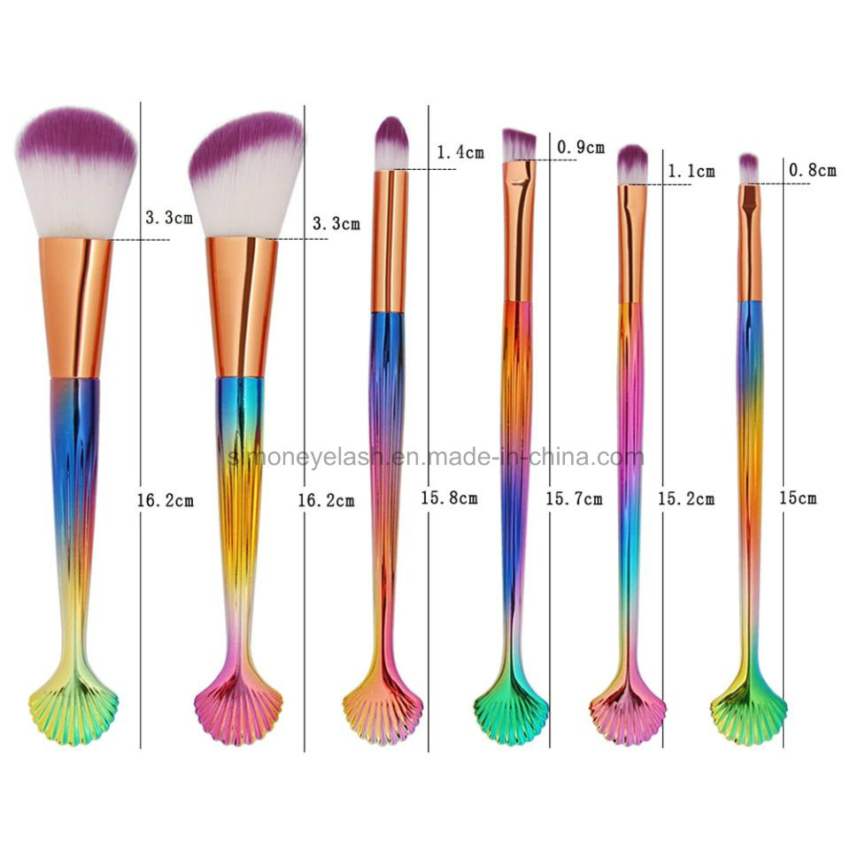 New High Quality 6PCS Sea Shell Makeup Powder Brushes Set