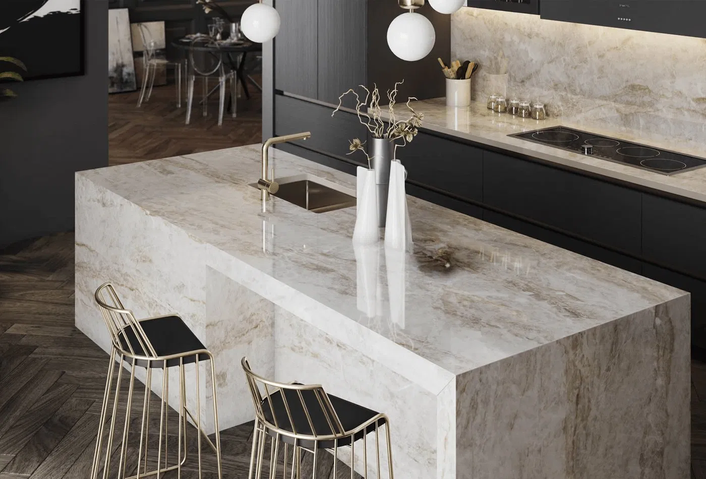 Kitchen Countertops Building Material Tile Ceramic Tile Kitchen Furniture Artificial Stone Board Wall Panelstone Shower Head Porcelain Tile Kitchen Faucet Top