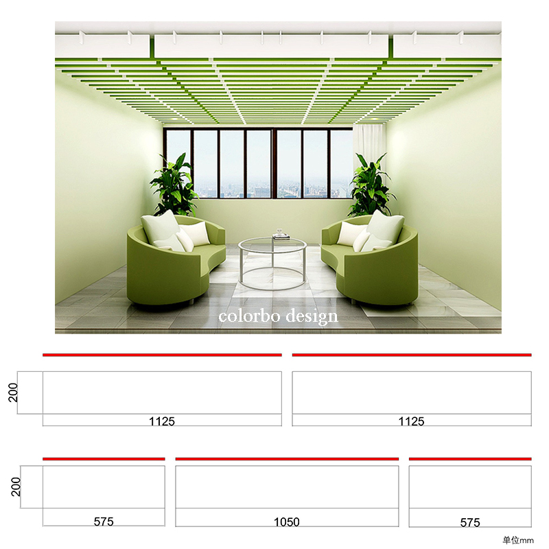 Green Eco-Friendly DIY Fireproof Acoustic Ceiling Panels with Stylish Design Options