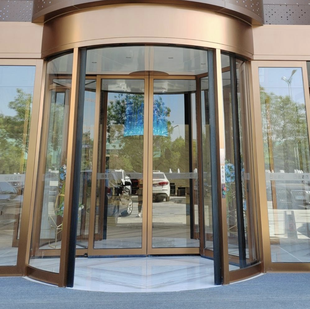 Customized Color Modern Design Doors Kit 2 3 4 Wing Automatic Revolving Rotating Door Manufacturer