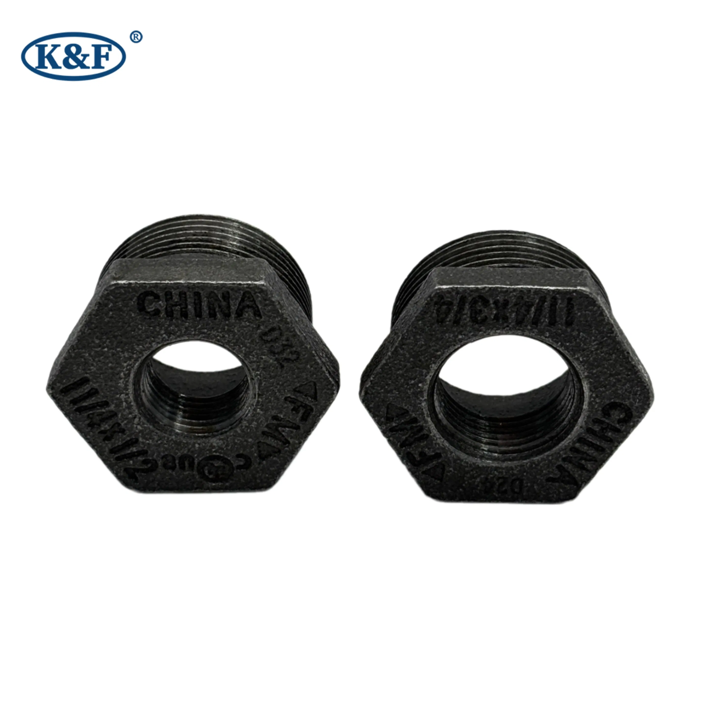 Kanaifu NPT BSPT Black Malleable Iron Mi Pipe Fitting Water Supply Bushing
