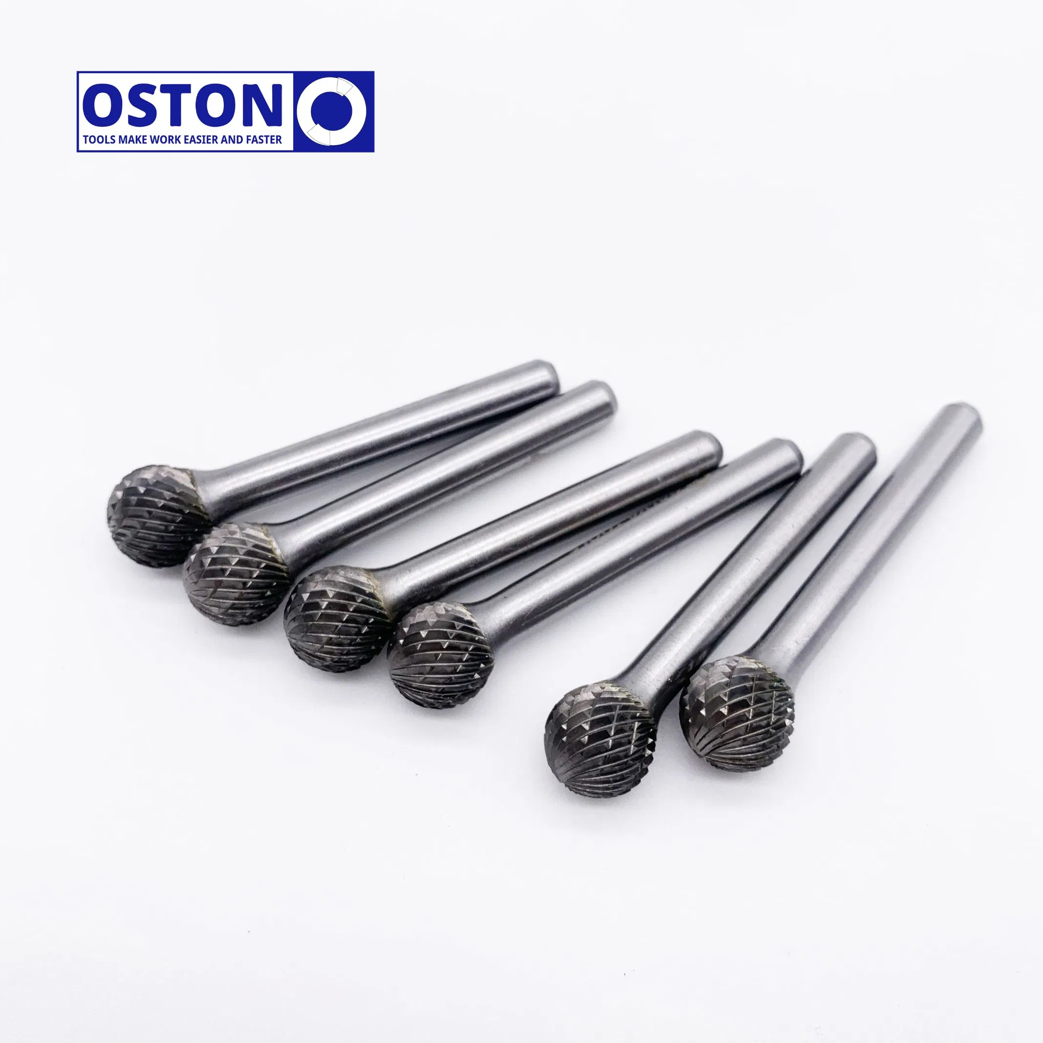 6.35mm 1/4 Inch Shank D Type Ball Shape Double Cut Tungsten Carbide Burrs