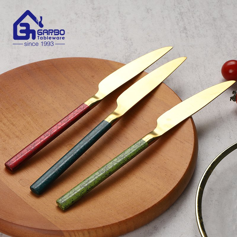 410 (13-0) Stainless Steel Dinner Knife Gold Color Metal Flatware Classic Hot Selling Steak Knife for Home Restaurant Use Kitchen Utensils
