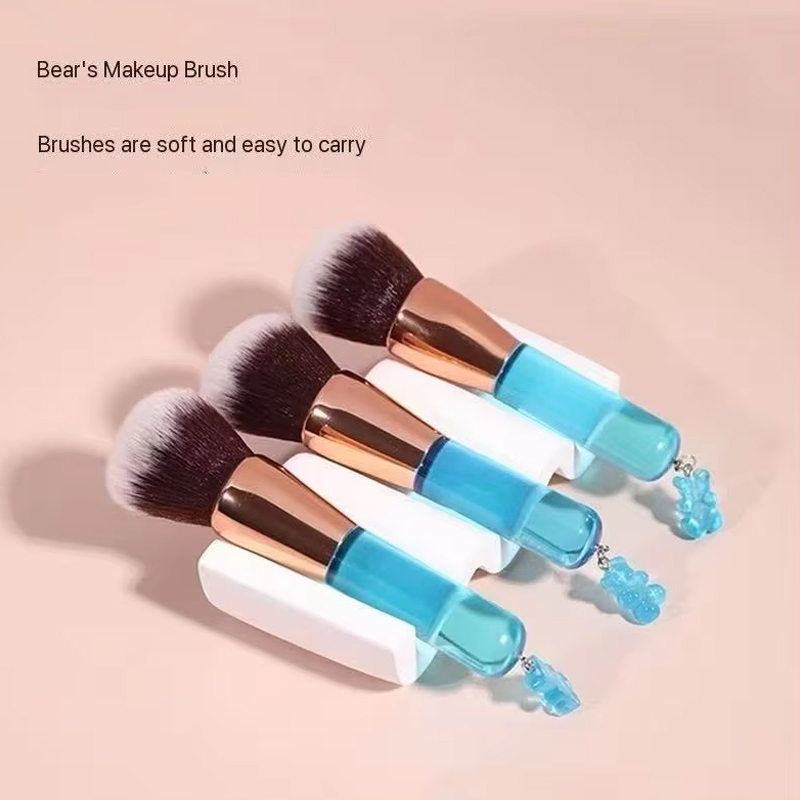 Blue Bear Pendant Single Makeup Brush Facial Powder Blusher Foundation Make-up Brush