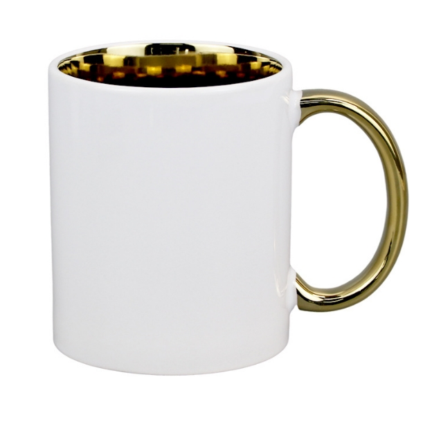 Heat Transfer New Style Mugs White Electroplated Inner-Handle Color Sublimation Coated