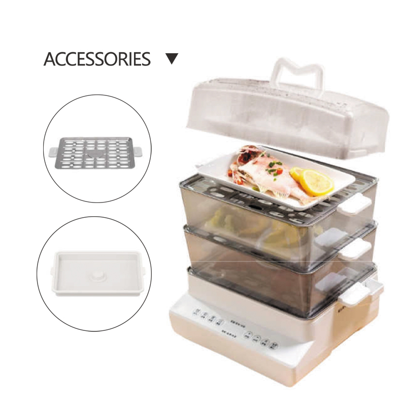 Wholesale 3 Layer Electric Food Steamer Transparent Stackable Steamer with Digital Control Multi-Function for Home Kitchen Cooker