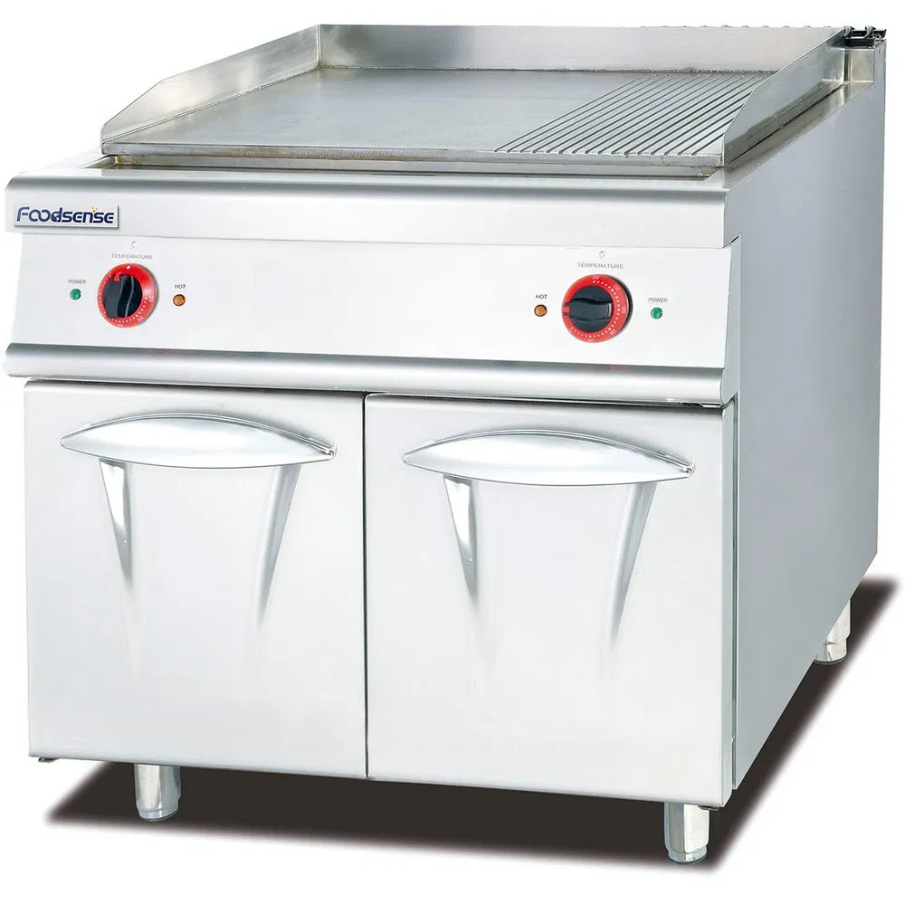 Free-Standing Commercial Kitchen Equipment Electric Lava Rock Grill with Cabinet