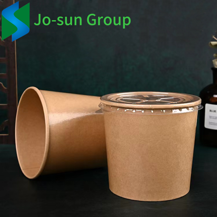 Disposable Kraft Paper Soup Bowls to Go Kraft Paper Hot Soup Food Cup Take Away Food with Vented Paper Lid