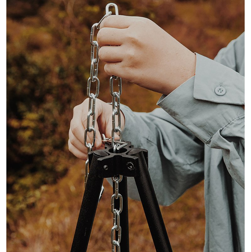 Outdoor Camping Tripod Hanging Pot Bracket Portable Firewood Burning Platform Campfire Holder Camping Cookware Hanging Triangle Holder