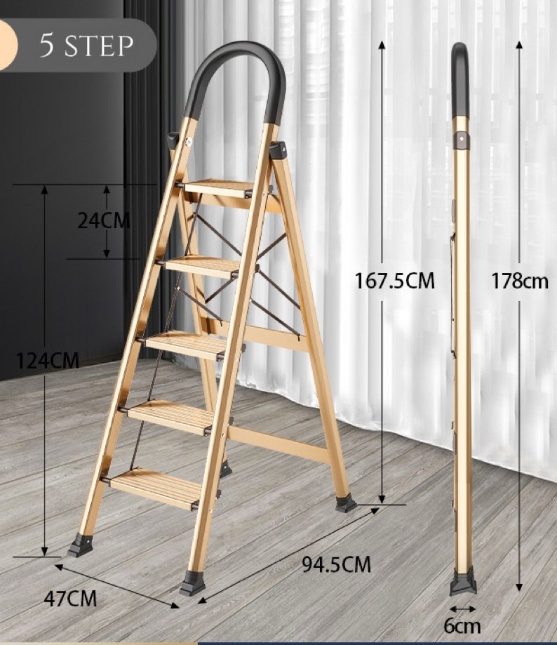 High Quality Aluminum Alloy Folding 5-Step Ladder 5-Step