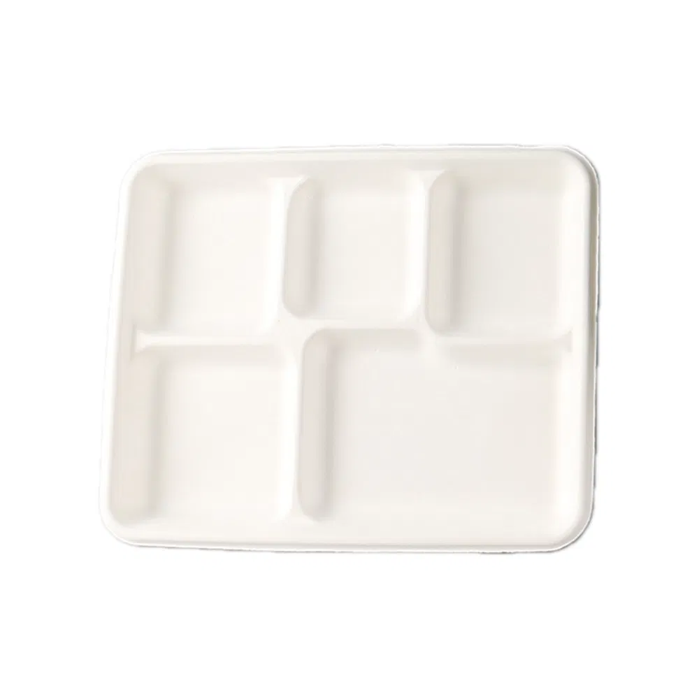 Disposable Bagasse Pulp Paper Trays with Two or More Compartments