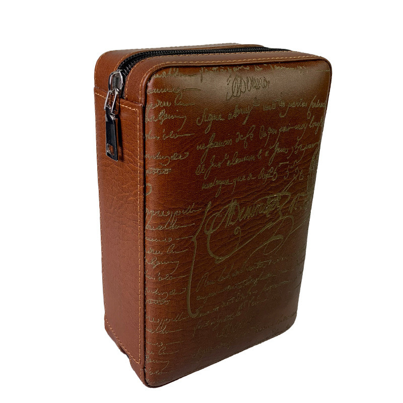 Ea434 Display Showcase Zipper Personalized Luxury Cigar Case Trave Waterproof Custom Retro and Premium Leather Carrying Cases