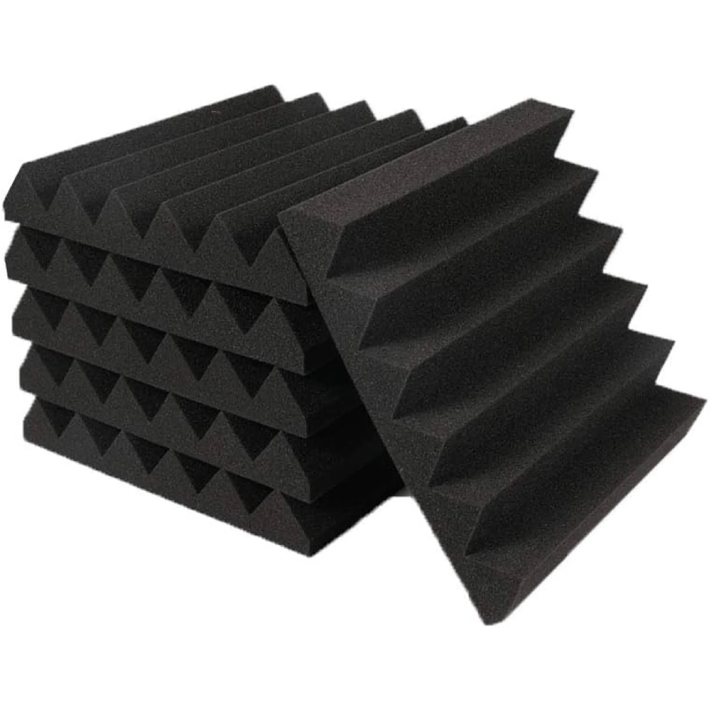 1 X 12 X 12 Inches - Acoustic Foam - High Density- Soundproof Studio Wedges - Charcoal