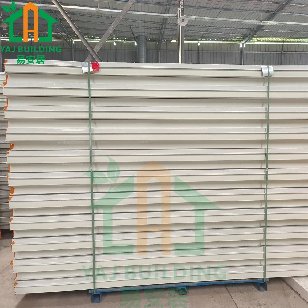 50mm PU/PIR Edge Rock Wool Sandwich Panel for Wall Steel Structure Construction Building Material