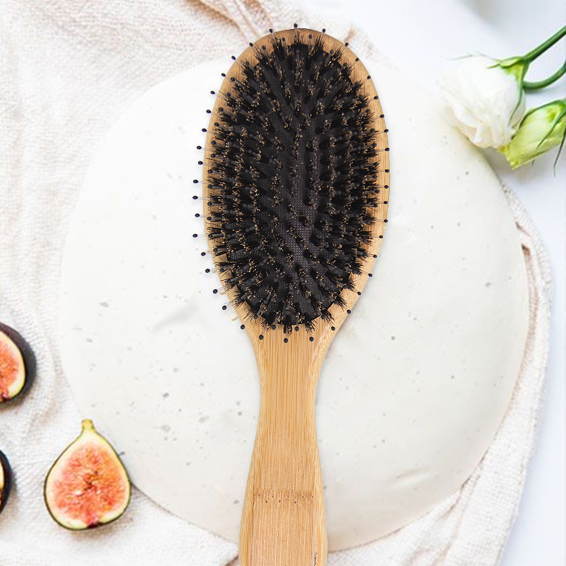 Factory Supply Custom Free Logo Boar Bristle Bamboo Hair Brush Soft Natural Bristles Brush for Thin and Fine Hair for Men Women