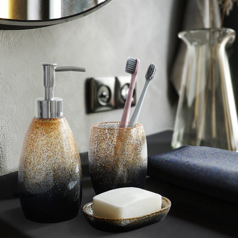 High-End Hotel Custom Polyresin Bathroom Set Hotel and Home Bathroom Accessories