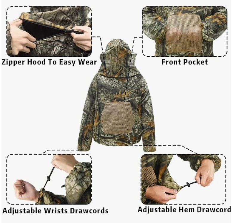 Disguiser Mosquito Suits Net Bug Pants & Jacket Hood Sets Ultra-Fine Mesh - with Fishing Hiking Camping and Gardening