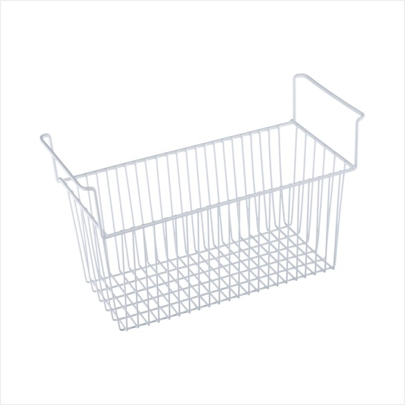 Stylish White Metal Hanging Basket for Gridwall Displays