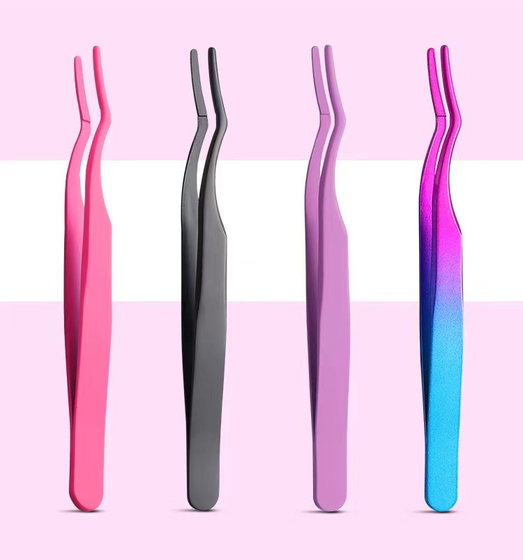 Eyelash Extension Tweezers Straight and Curved Tip Eyelash Applicator Tool Stainless Steel Quality MOQ 50pieces