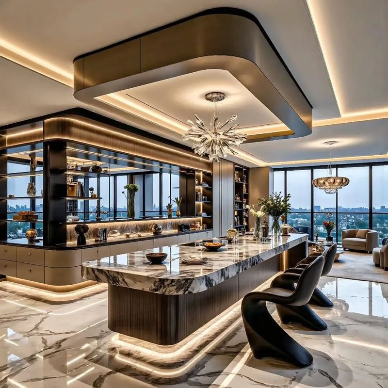 Lacquered Exquisite Precision Prestigious Refinement Enduring Polished Modern Tailor Production Kitchen Cabinet